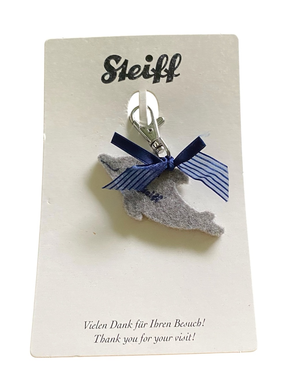 Steiff Felt Dolphin Keychain Pocket Jacket Pull Germany New